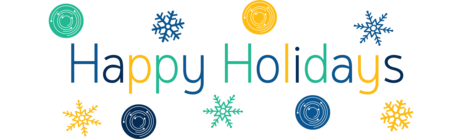 Image of the a Happy Holiday Banner that says Happy Holidays with snow flakes and MLN logos.