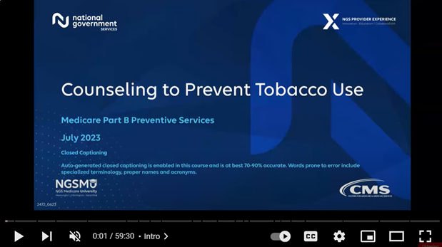 Counseling to Prevent Tobacco Use Youtube Video