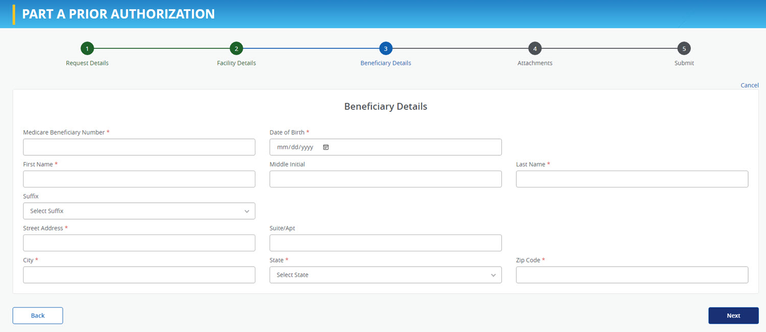 Screenshot of Beneficiary details.